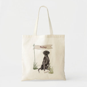 Tote Bag Nom personnalisé Black Lab Pet Dog