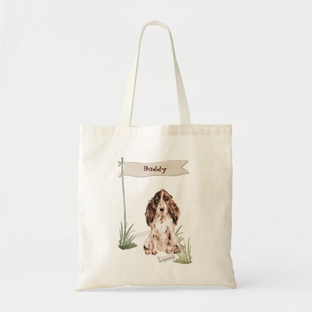 Tote Bag Nom personnalisé Brown Cocker Spaniel Animal Chien (Devant)