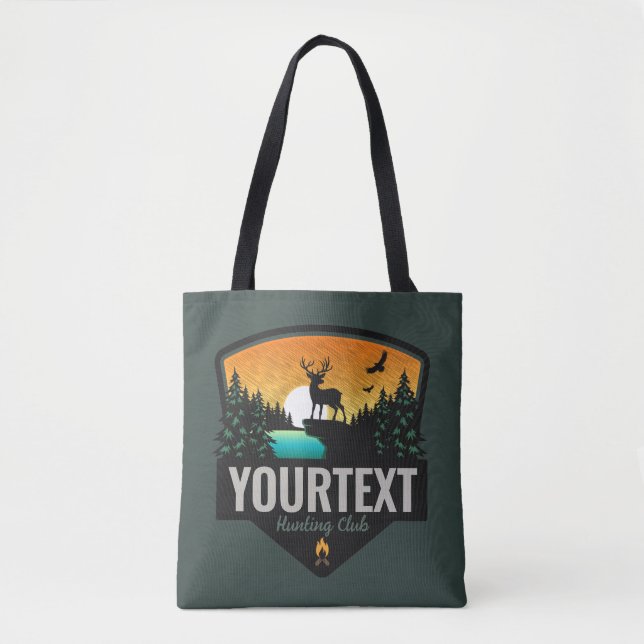 Tote Bag NOM personnalisé Chasse aux wapitis Coucher de sol (Devant)