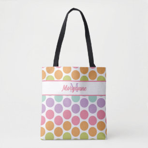 Tote Bag Nom personnalisé Colorant Pastel Dot Motif