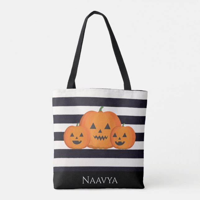 Tote Bag Nom personnalisé de l'Halloween mignon Bac ou Citr (Dos)