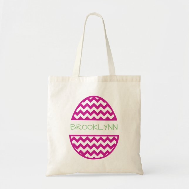 Tote Bag Nom personnalisé de l'oeuf de Pâques rose (Devant)