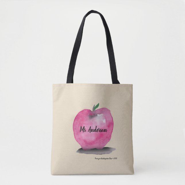 Tote Bag Nom personnalisé de professeur, Apple, étudiants (Devant)