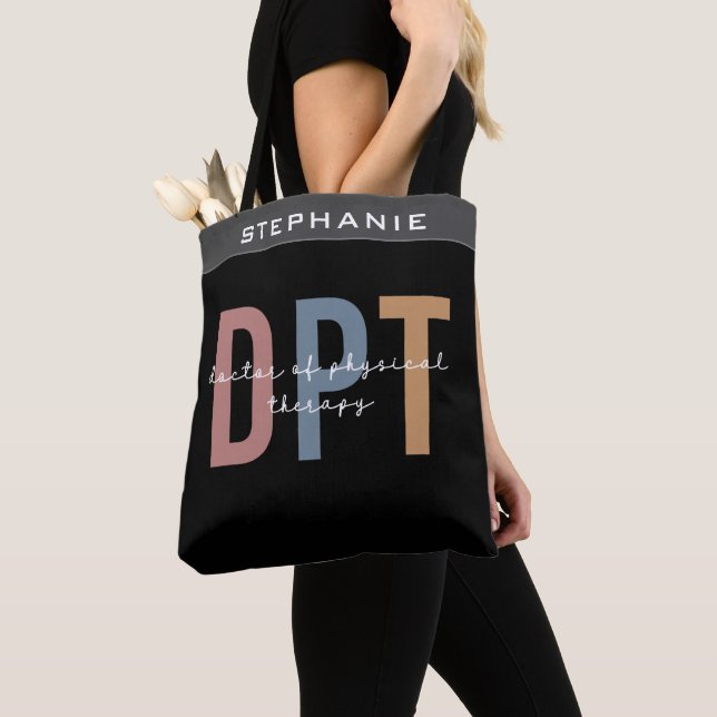 Tote Bag Nom personnalisé DPT Doctor of Physical Therapy (De près)