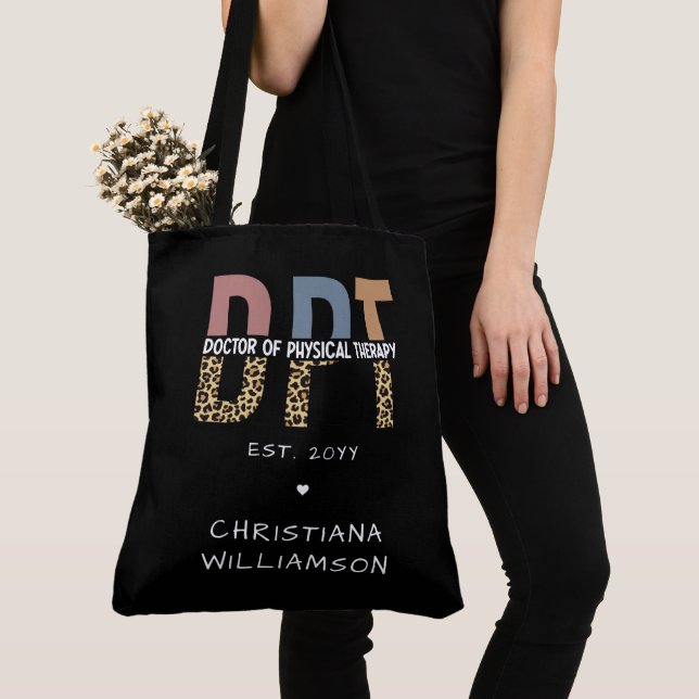 Tote Bag Nom personnalisé DPT Doctor of Physical Therapy Ch (De près)