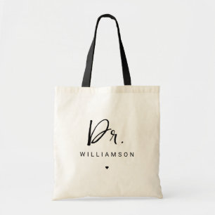 Tote Bag Nom personnalisé Dr Minimaliste Docteur Graduation