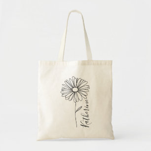 Tote Bag Nom personnalisé Fleur de naissance marguerite d'a