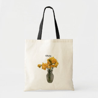 Tote Bag Nom personnalisé Freesias jaunes Floral