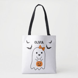 Tote Bag Nom personnalisé Halloween Boo Shopping