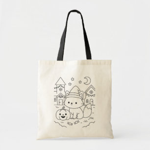 Tote Bag Nom personnalisé Halloween coloriage enfants DIY