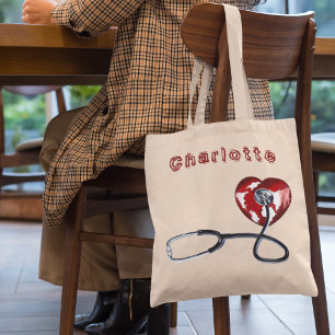 Tote Bag Nom personnalisé Infirmière Stethoscope Médicale C