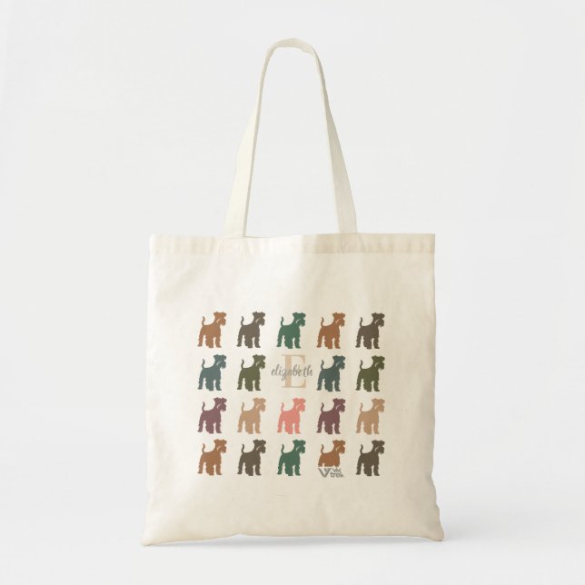 Tote Bag Nom personnalisé initial Miniature Schnauzer Cadea (Devant)
