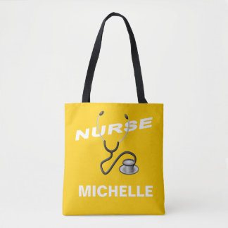 Tote Bag Nom personnalisé JAUNE Infirmière