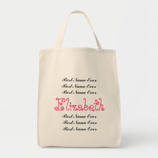 Tote Bag Nom personnalisé Meilleur Nana jamais (Devant)