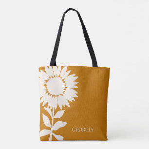 Tote Bag Nom personnalisé minimaliste moderne de tournesol