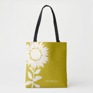 Tote Bag Nom personnalisé minimaliste moderne de tournesol