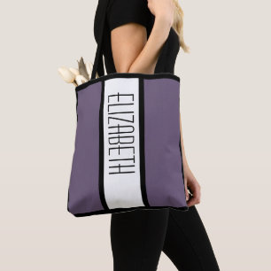 Tote Bag Nom personnalisé minimaliste moderne Gras violets