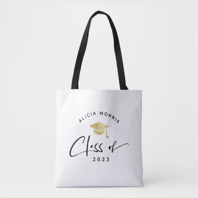 Tote Bag Nom personnalisé moderne Graduation Script tendanc (Devant)
