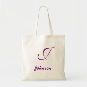 Tote Bag Nom personnalisé monogramme lavande violet lavande
