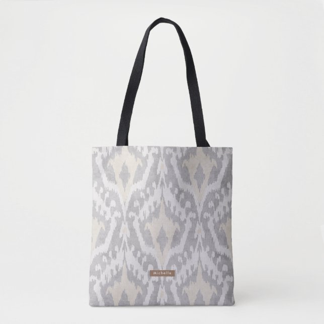 Tote Bag Nom personnalisé neutre Ikat Motif Bridesmaid (Devant)