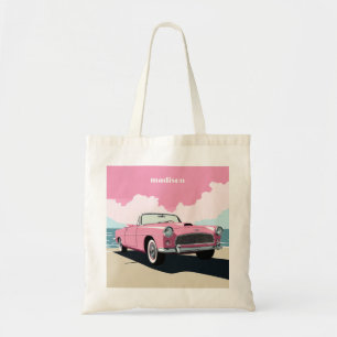 Tote Bag Nom personnalisé Pink Classic Car