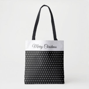 Tote Bag Nom personnalisé Point Polka noir et blanc
