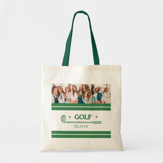 Tote Bag Nom personnalisé Retro Green golf (Devant)