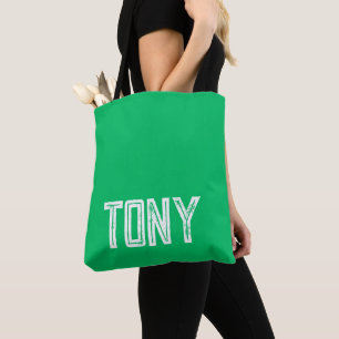 Tote Bag Nom personnalisé Solide Apple Green Monogramme