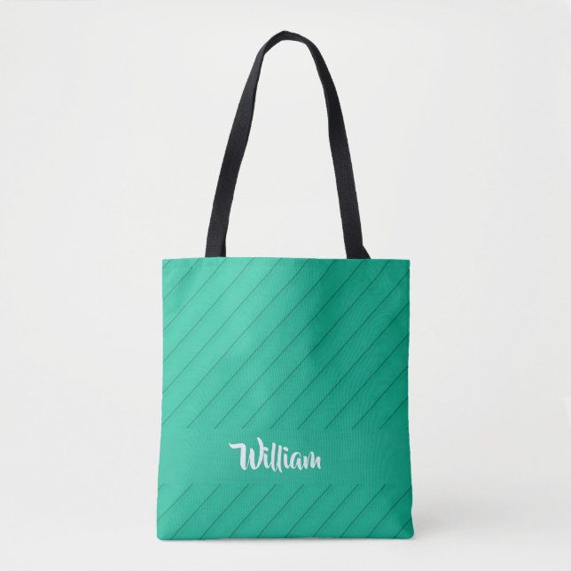 Tote Bag Nom personnalisé vert diagonale plastique texturé (Devant)