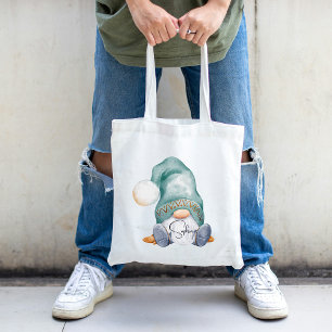 Tote Bag Nom personnalisé Winter Gnome Holiday