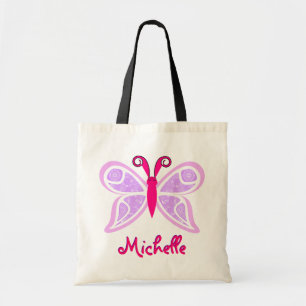 Tote Bag Nom pourpre rose de papillon