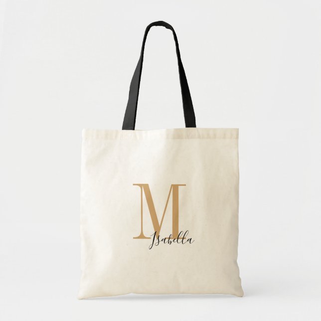 Tote Bag Nom simple et monogramme personnalisé (Devant)
