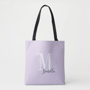 Tote Bag Nom simple personnalisé et monogramme violet