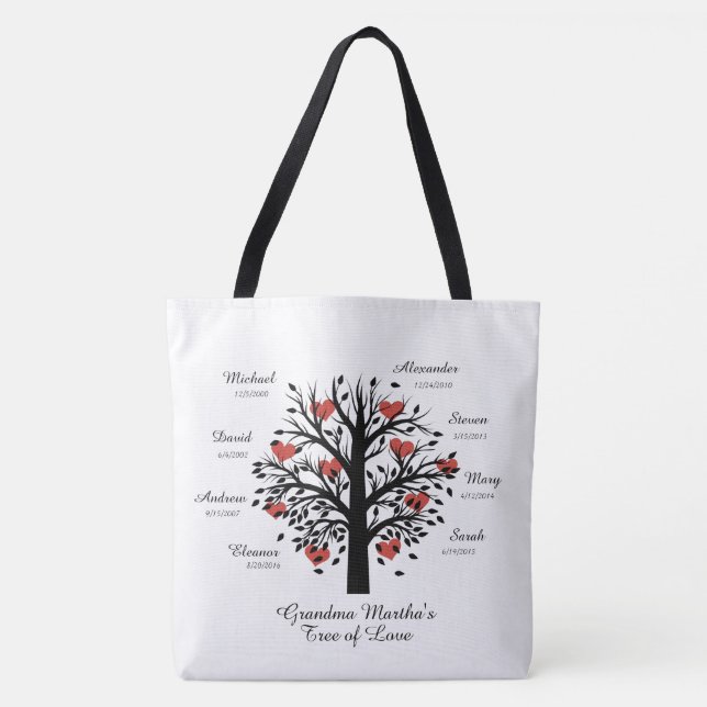 Tote Bag Noms/dates faits sur commande d'arbre de (Devant)