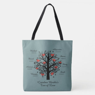 Tote Bag Noms/dates faits sur commande d'arbre de