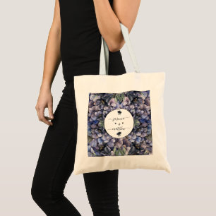 Tote Bag Noms de Couple Floral Noir Classique Mariage