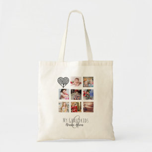 Tote Bag NONNA 8 x Collage photo Petits-enfants arbre généa