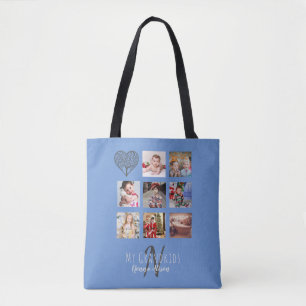 Tote Bag NONNA 8 x Collage photo Petits-enfants arbre généa