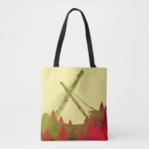 Tote Bag Nord-Ouest, grue et lunette, art INGÉNIEUR OPÉRATI