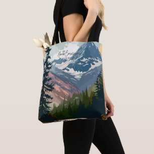 Tote Bag North Cascades Washington Illustration Vintage