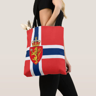 Tote Bag Norvège, pavillon norvégien, avec armoiries/bleu