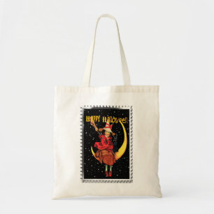 Tote Bag Nostalgale Halloween Bonne sorcière et son chat