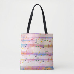 Tote Bag note de musique colorée musicien à clé trible