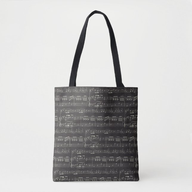 Tote Bag note de musique noire vintage Motif Musicien (Devant)