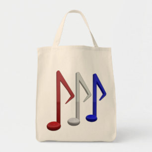 Tote Bag Notes blanches et bleues rouges de musique