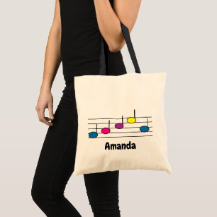 Tote Bag Notes de Musique Colorées Motif Lumineux Personnal