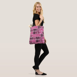 Tote Bag Notes de musique géométrique rose