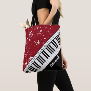 Tote Bag Notes de musique Piano personnalisées Nom de scrip