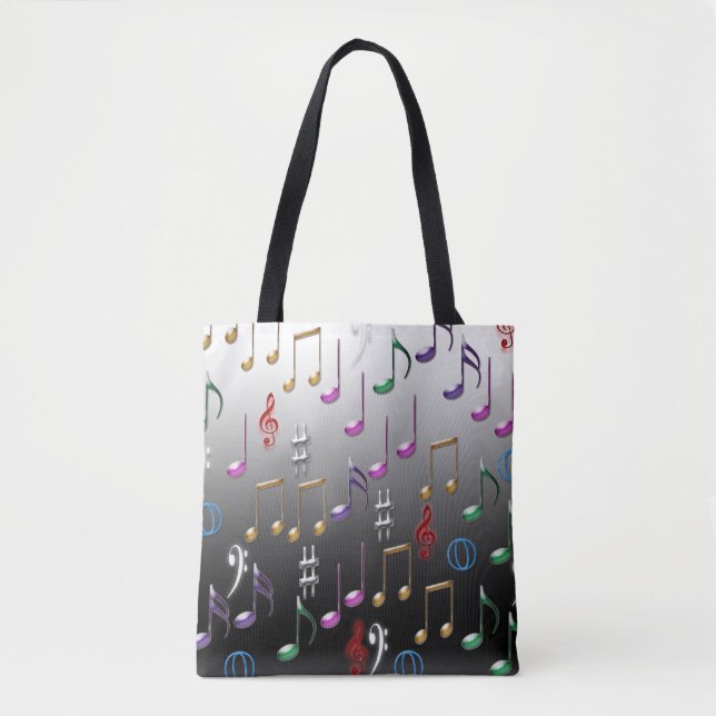 Tote Bag Notes musicales colorées (Devant)