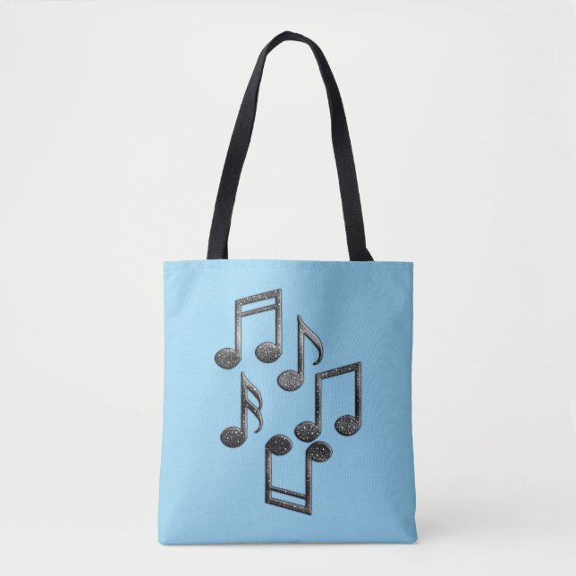 Tote Bag Notes musicales en Parties scintillant noire (Devant)